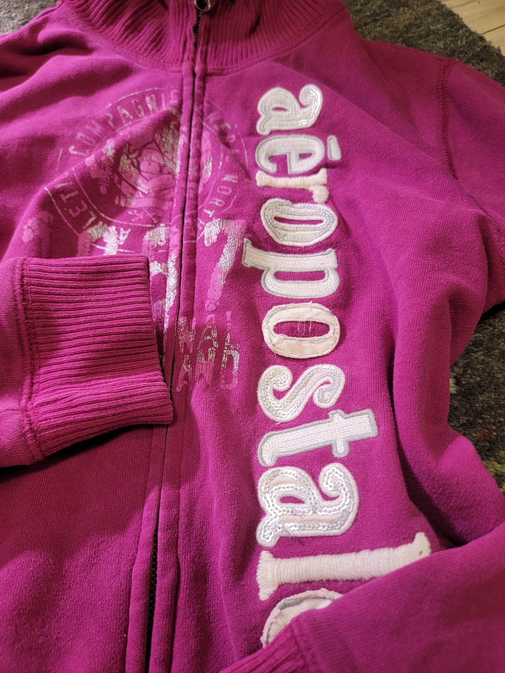 Aeropostale Magenta Full-Zip Logo Jacket ♡ Vintage Y2k - Picture 2 of 5